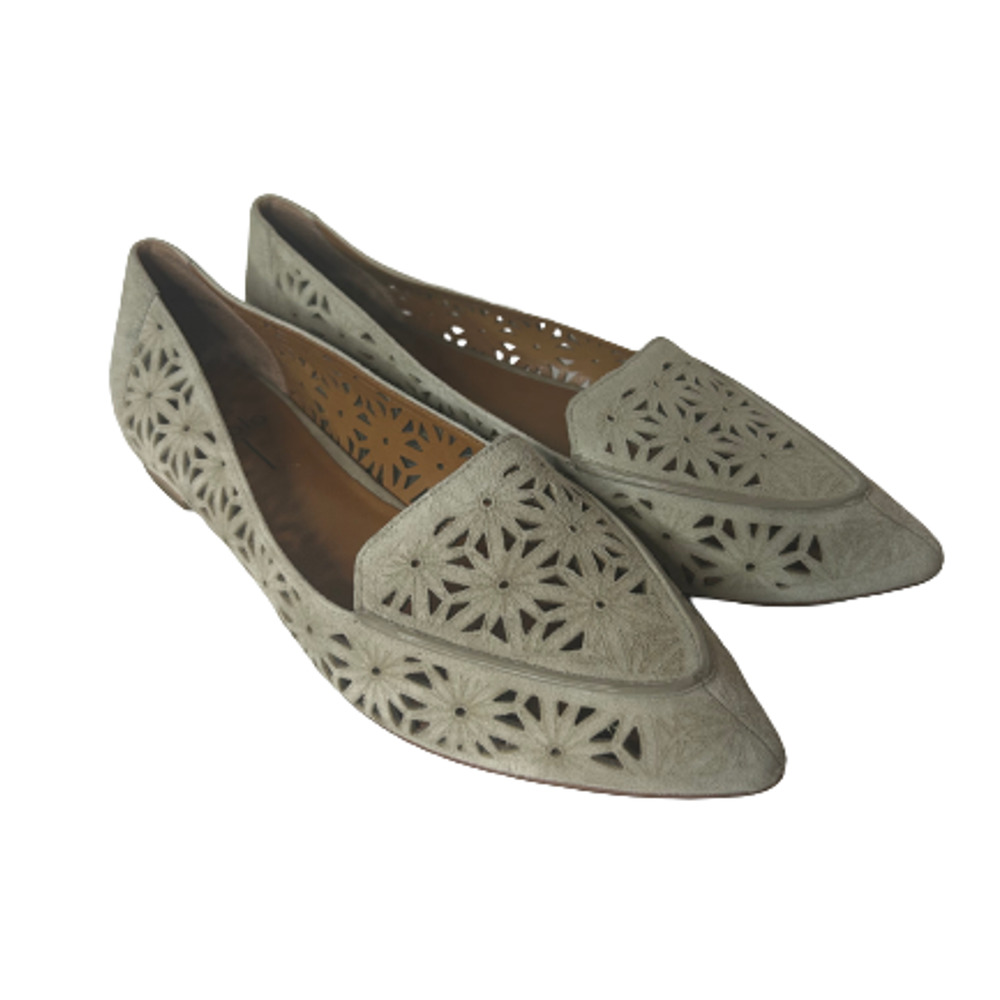 Linea Paolo Beige Cutout Leather Pointed Toe Slip On Flat Shoes Womens 8.5